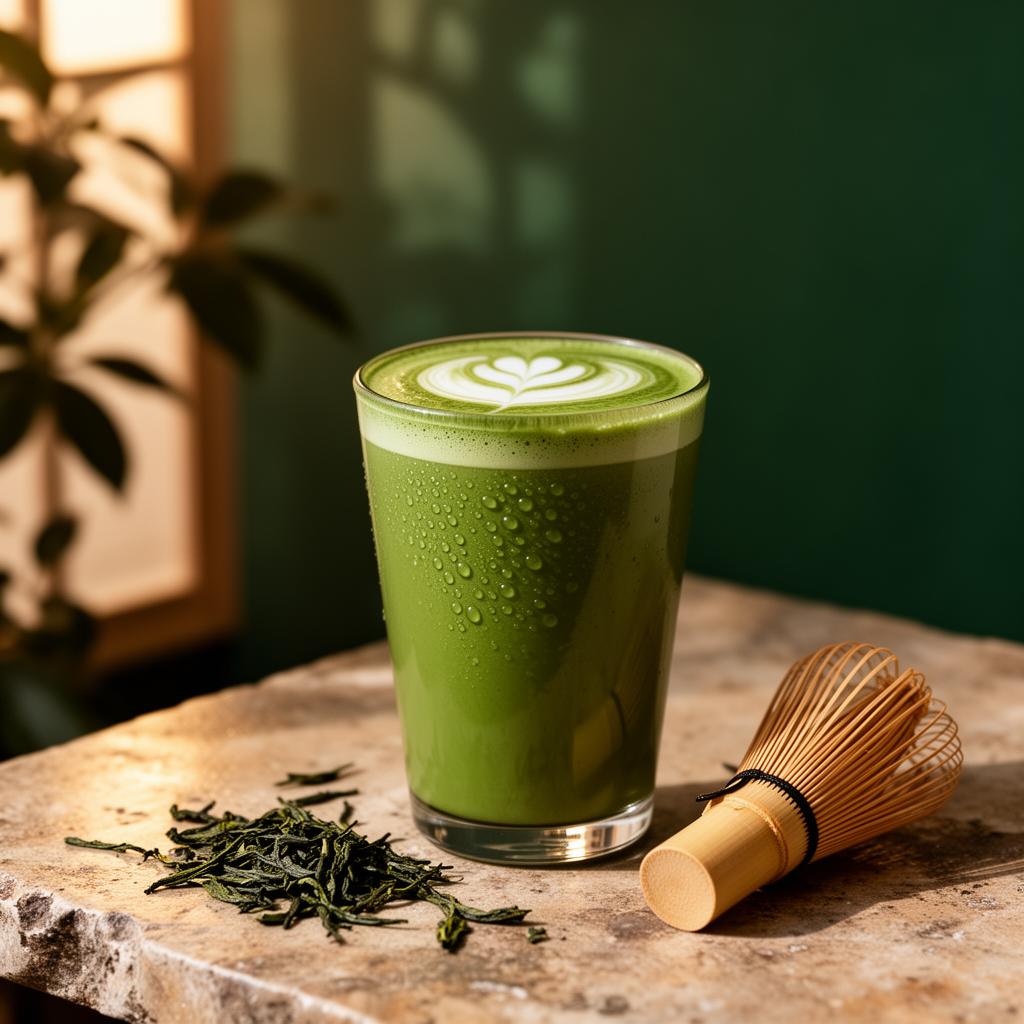 Matcha Cloud — Ceremonial matcha · steamed milk · river stone foam